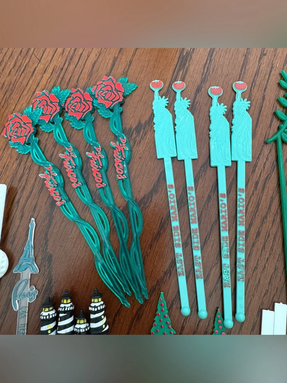Vintage Lot of 28 Swizzle Sticks Various Locations NYC Roses Lighthouse Trees